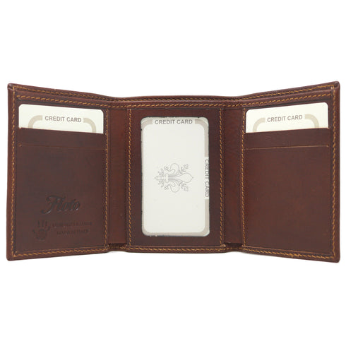Leather Tri-fold Wallet Venezia Brown 3